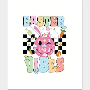 Easter Vibes Smiles Happy Face Bunny Happy Easter Posters and Art